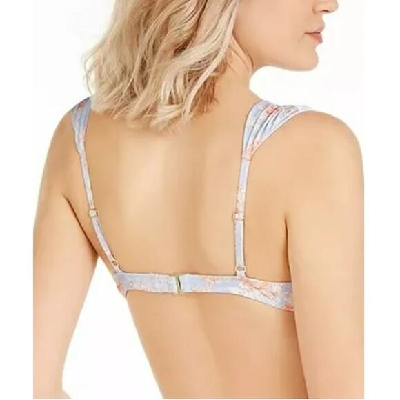 WeWoreWhat NWT Halogen Blue Floral Allie Underwire Padded Bikini Swim Top Large - Picture 8 of 11